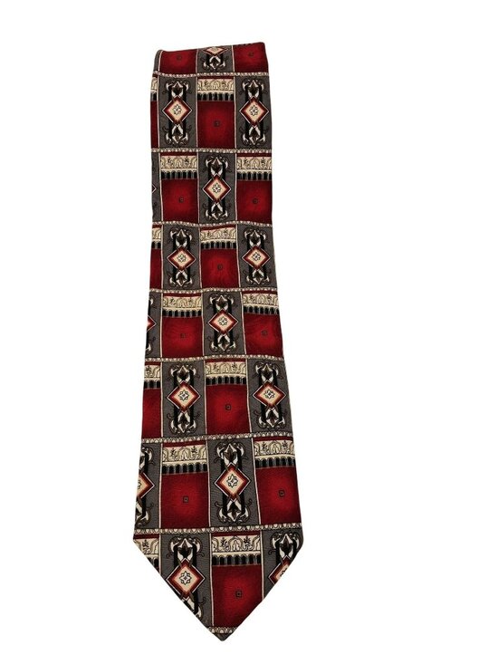 Puritan Other - Puritan Special Edition Mens Red & Gray Geometric Pattern Tie 58” USA
